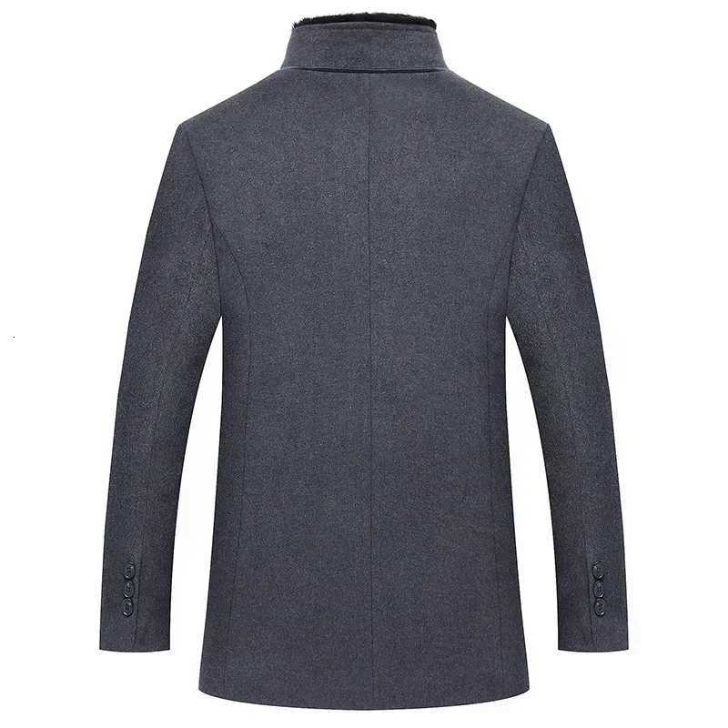 New Winter Men Business Casual Woolen Blends Fur Collar Male Cashmere Trench Coats High Quality Overcoats Warm Jackets Size 3XLT251125