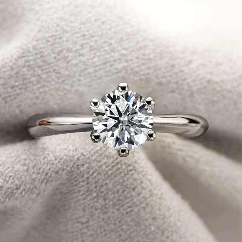 AISMI Classic Style Engagement Ring - Womens Round Cut Silver 925 VVS Moissanite Diamond Wedding Ring (0.5ct 1ct 2ct 3ct)