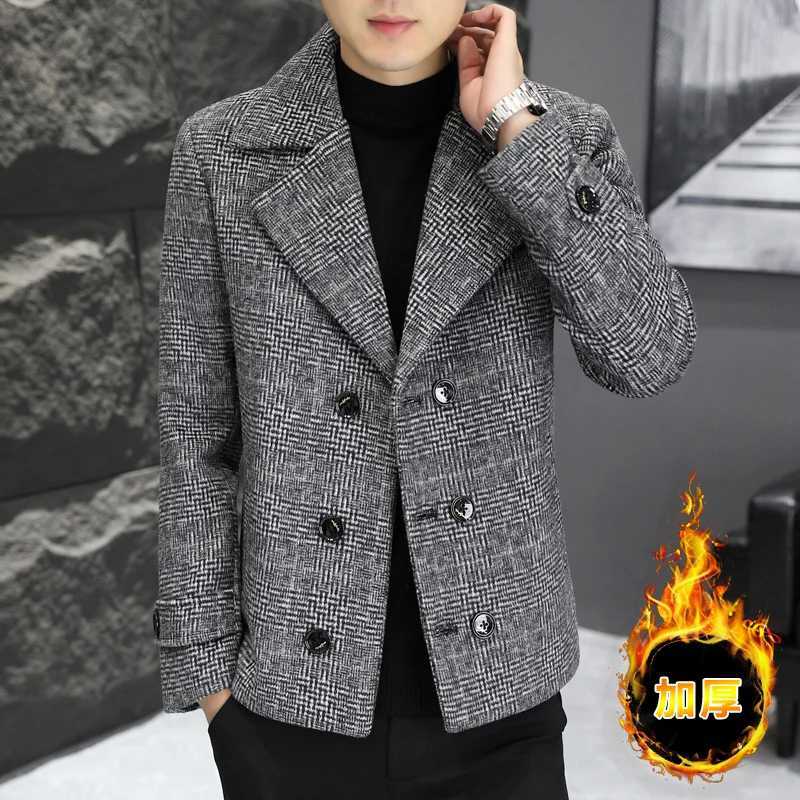 British Style Winter Mens Woolen Jacket Double Breasted Thickened and Warm Suit Jacket Casual Business Social Trench Coat M-4XLT251125