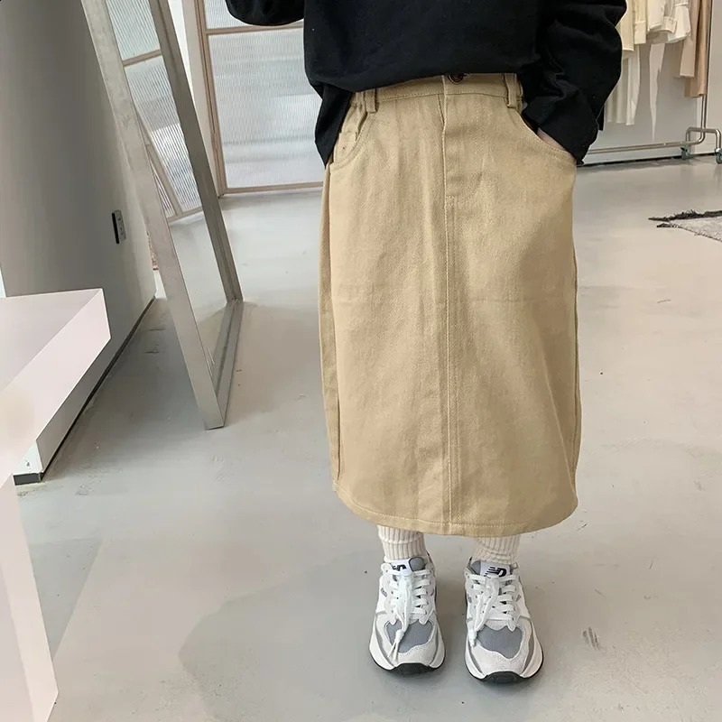 5039C inventory cleaning childrens clothing girls skiing in spring and summer selling in Korea girls long leather fashion denim skiing 250424