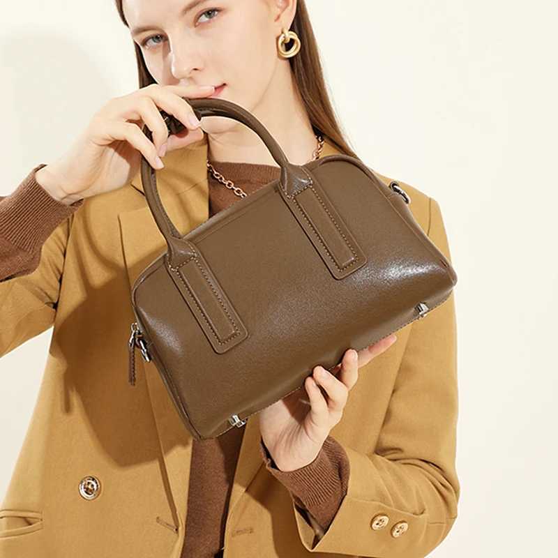Burminsa Vintage Genuine Leather Pillow Small Shoulder Bags For Women 2025 Luxury Designer Crossbody Purses Tote Ladies Handbags W250421