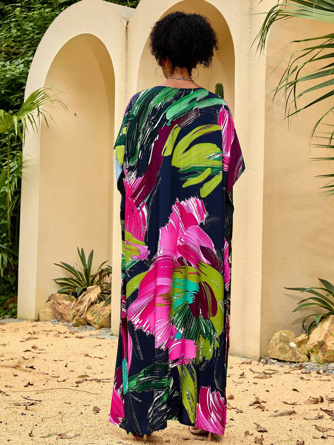 Kaftan womens dress plus size swimsuit cover coffee shop Maxi Beach 250422