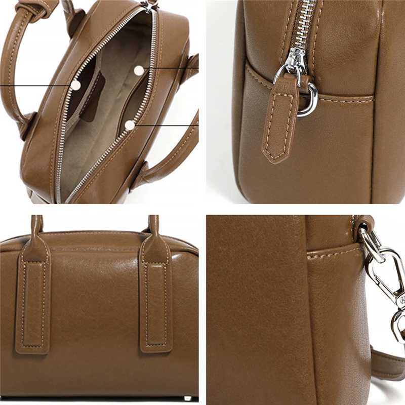 Burminsa Vintage Genuine Leather Pillow Small Shoulder Bags For Women 2025 Luxury Designer Crossbody Purses Tote Ladies Handbags W250421