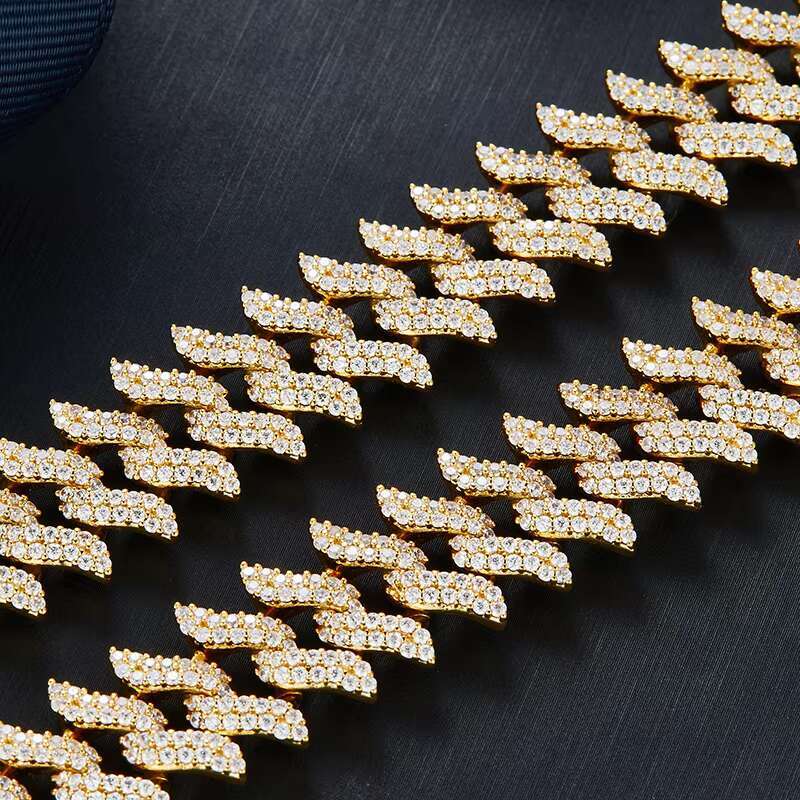 Hot Selling 925 Silver Necklace VVS Moissanite Diamond 6mm 8mm 10mm Two Rows Iced Hip Hop Pass Diamond Tester Cuban Link Chain