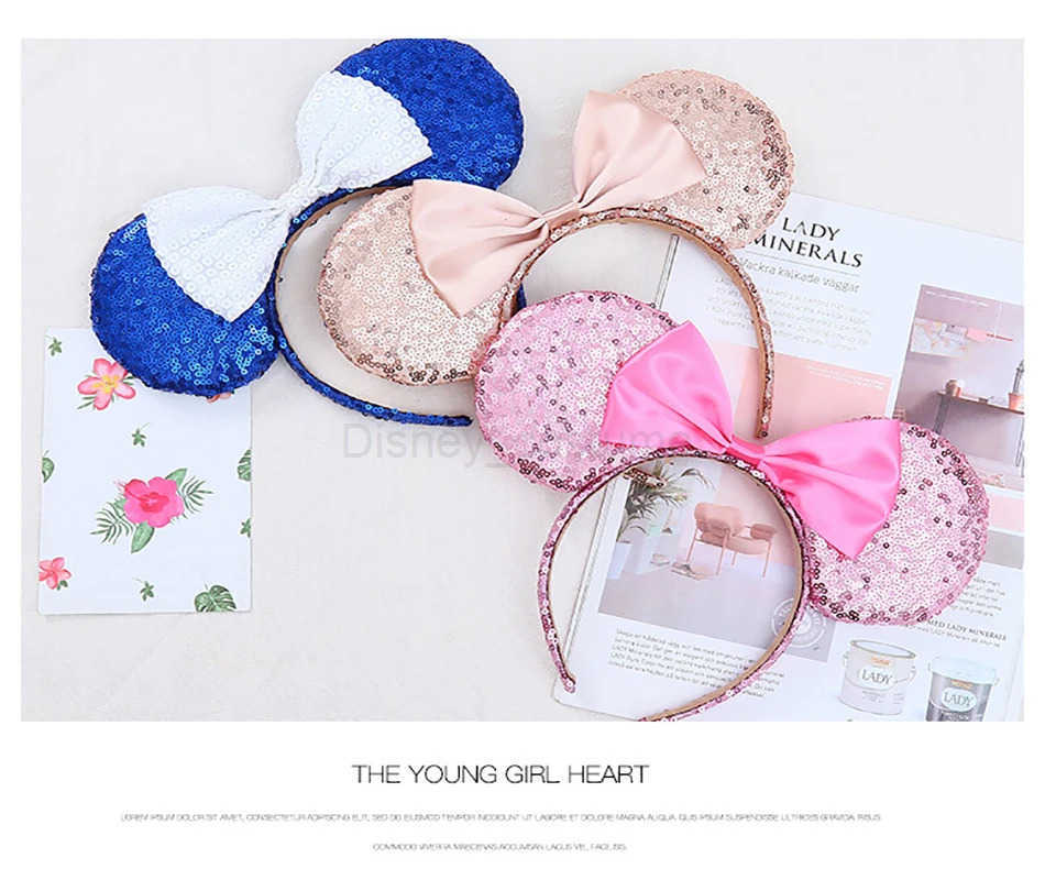 Disney New full glitter mouse ear arch headband hair accessories Mickey Minnie childrens headband X250425