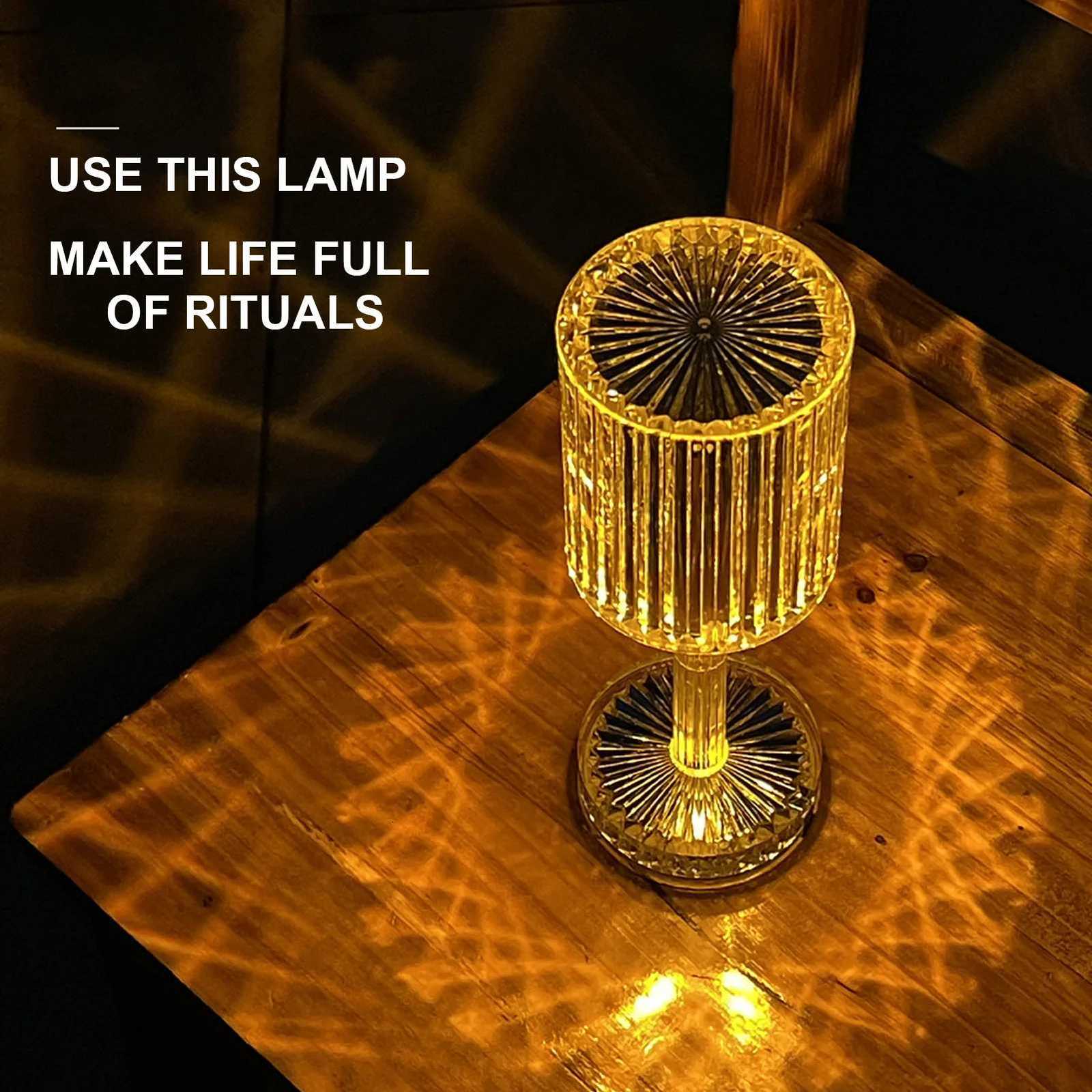 Crystal Table Lamp Romantic Night light Portable Decorative Elegant Nightstand Lamp for Bedroom Western Restaurant Touch ControlM251125