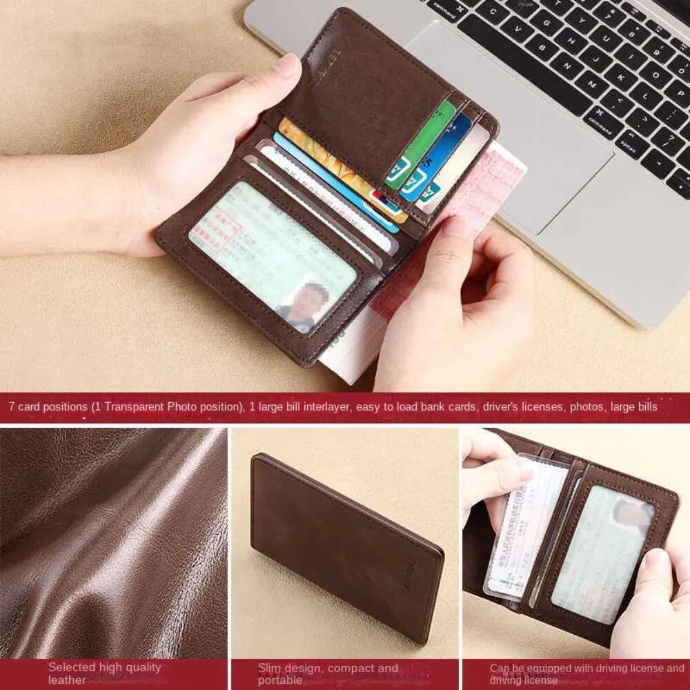 Fashion Vintage PU Leather Men's Short RFID Card Holder High Quality Slim Purse Business Style Wallet