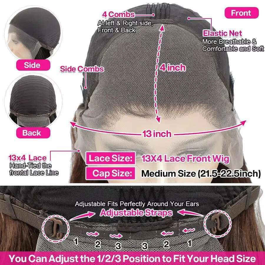 360 Full Hd #4 Brown 200% 13X6 HD Lace Frontal 13X4 Front For Women Straight Wave Remy Human Hair 4X4 Closure Wig Glue
