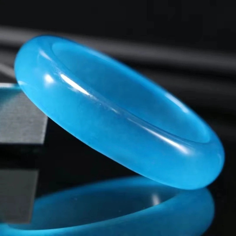 Ice jadeite sea blue treasure blue water jadeite flat strip jade bracelet quartz rock jade stone bracelet jade 250424