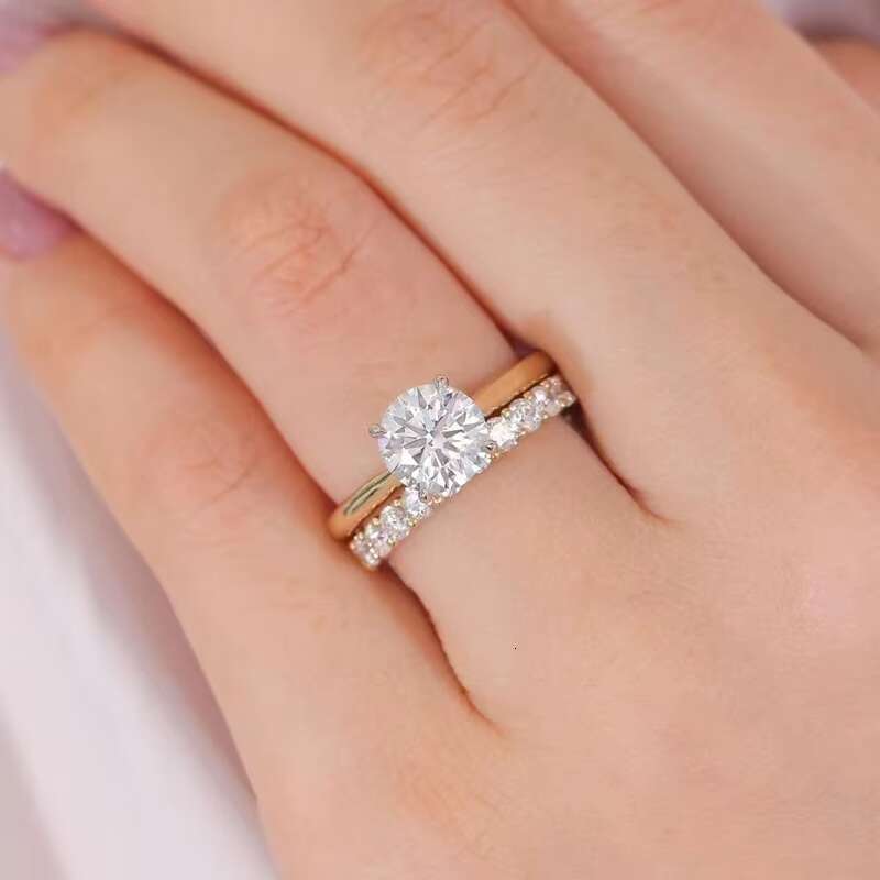 Customized High Jewelry 2ct Moissanite With GRA Certificate Gold Ring Classic 4 Claws 18k Yellow Gold Wedding Ring