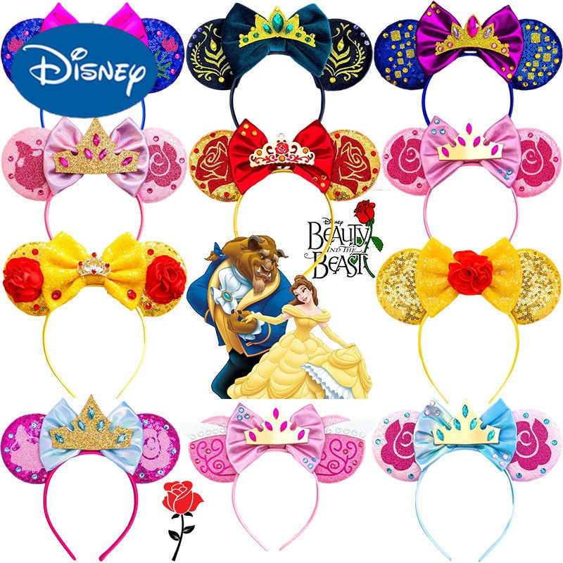 Disney Beauty and Beast Girl Headbands Beauty Hair Accessories Womens Charm Rose Ears Hair Childrens Crown Bow Headbands X250425
