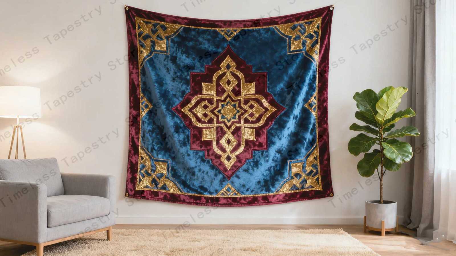Comfortable Moroccan - Style Tapestry Perfect For Adding Luxurious Vibe To Autumn And Winter Season Home DecorM251125