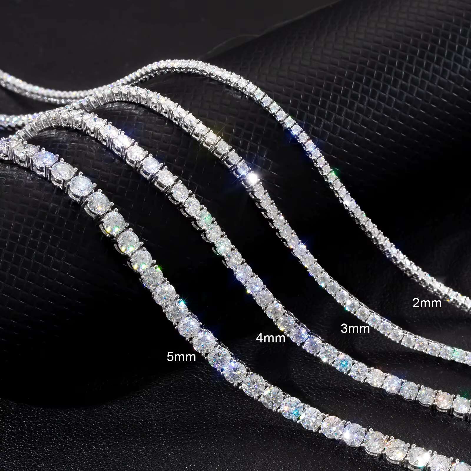 Moissanite Tennis 925 Sterling Silver Chain 2mm/3mm/4mm/5mm 18inch D Color VVS1 Round Cut Lab Diamond Necklace for Men Women