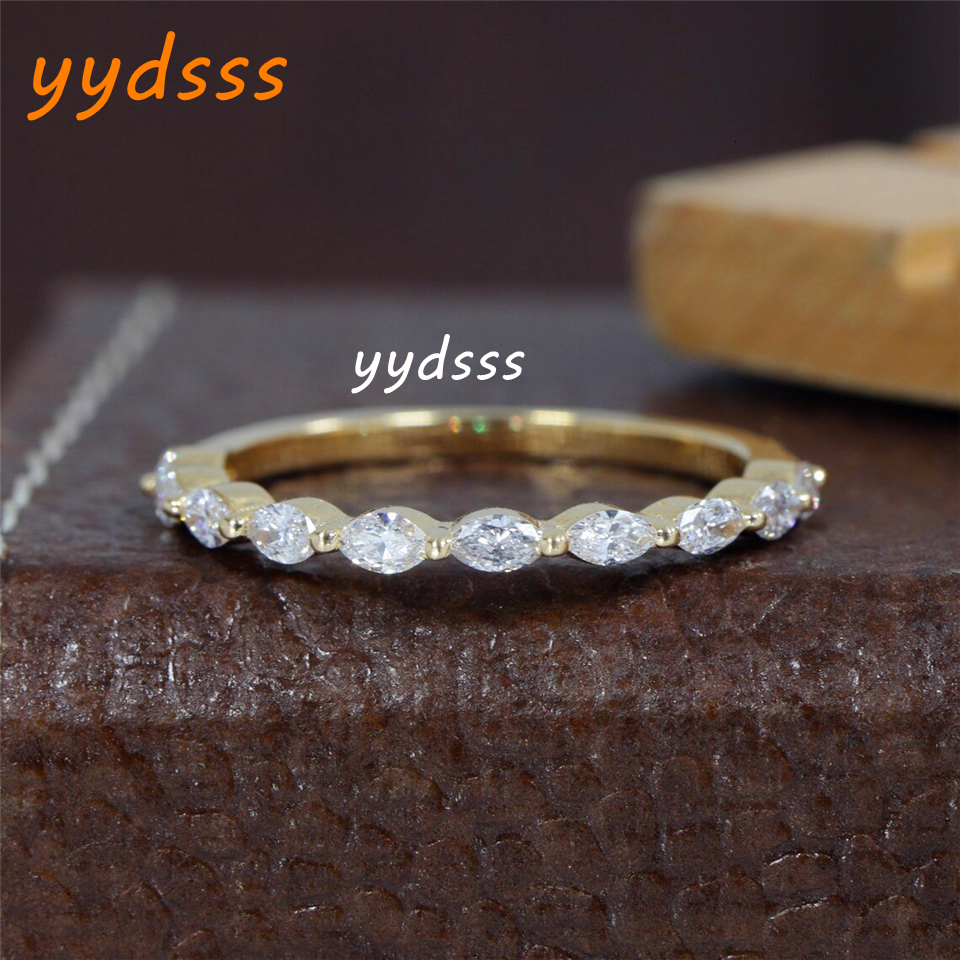 Jewelry 3.5*2.0mm Marquise Lab Diamond Ring 18K Real Gold Eternity Band Ring CVD HPHT Lab Diamond Stackable Dainty Wedding Women Gold Ring