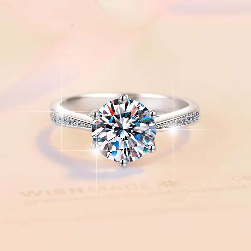 MCT Luxury Womens Wedding Ring 3 Ct Moissanite Round Diamond Certified Classic Style Silver Fashion Jewelry for Parties