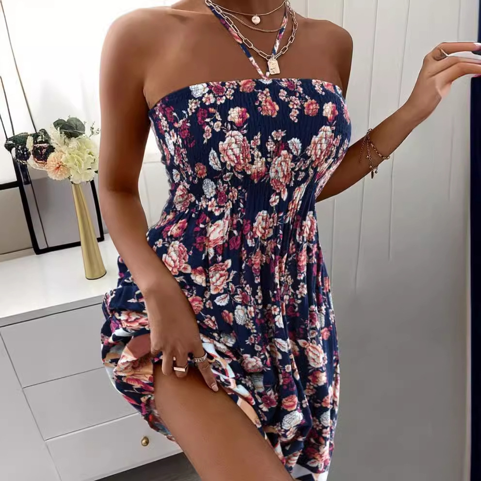 2024 Summer Fashion Sexy Sleeveless Hanging Neck Dress for Women
