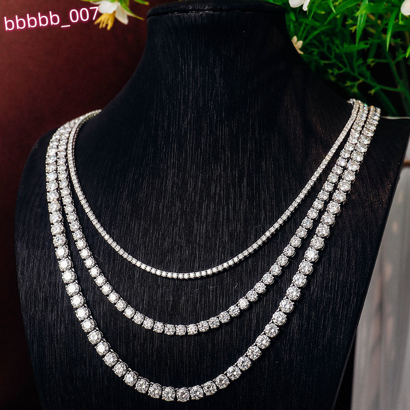 2MM Tennis Necklace 925 Sterling Silver Fine Jewelry Chain 16-24inches Round DEF/VVS Moissanite Tennis Chain