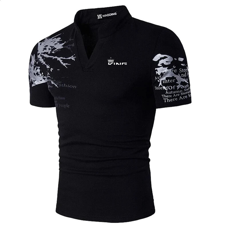 Mens polo shirt golf shirt graphic print V-neck outdoor short sleeved printed sportswear fashionable streetwear er 250422