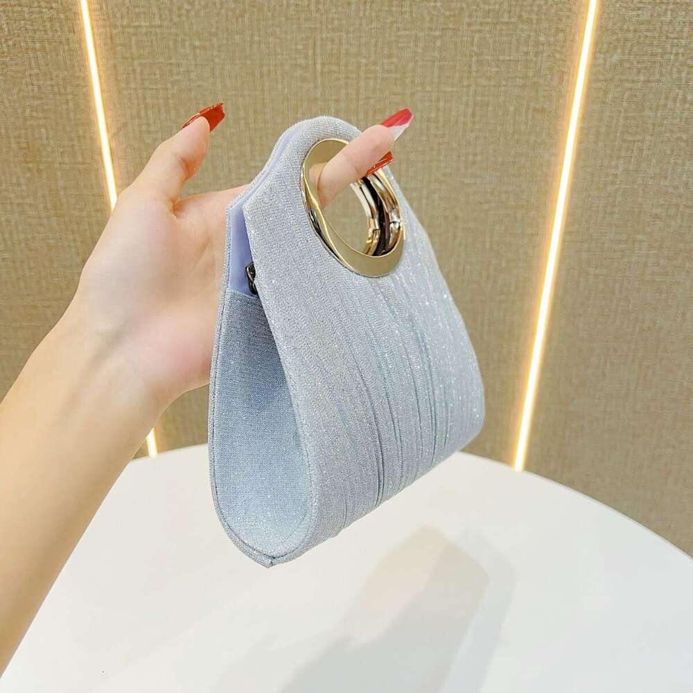 Design sense socialite pleated hand-held banquet romantic wedding evening formal dress one shoulder crossbody dinner bag, 2025 new casual versatile fa