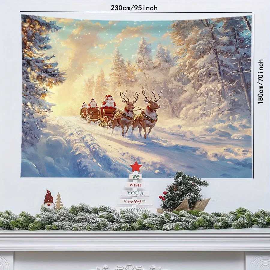 1pc Christmas Snowscape Polyester Tapestry Atmosphere Sense Festive Daily Room Wall DecorationM251125
