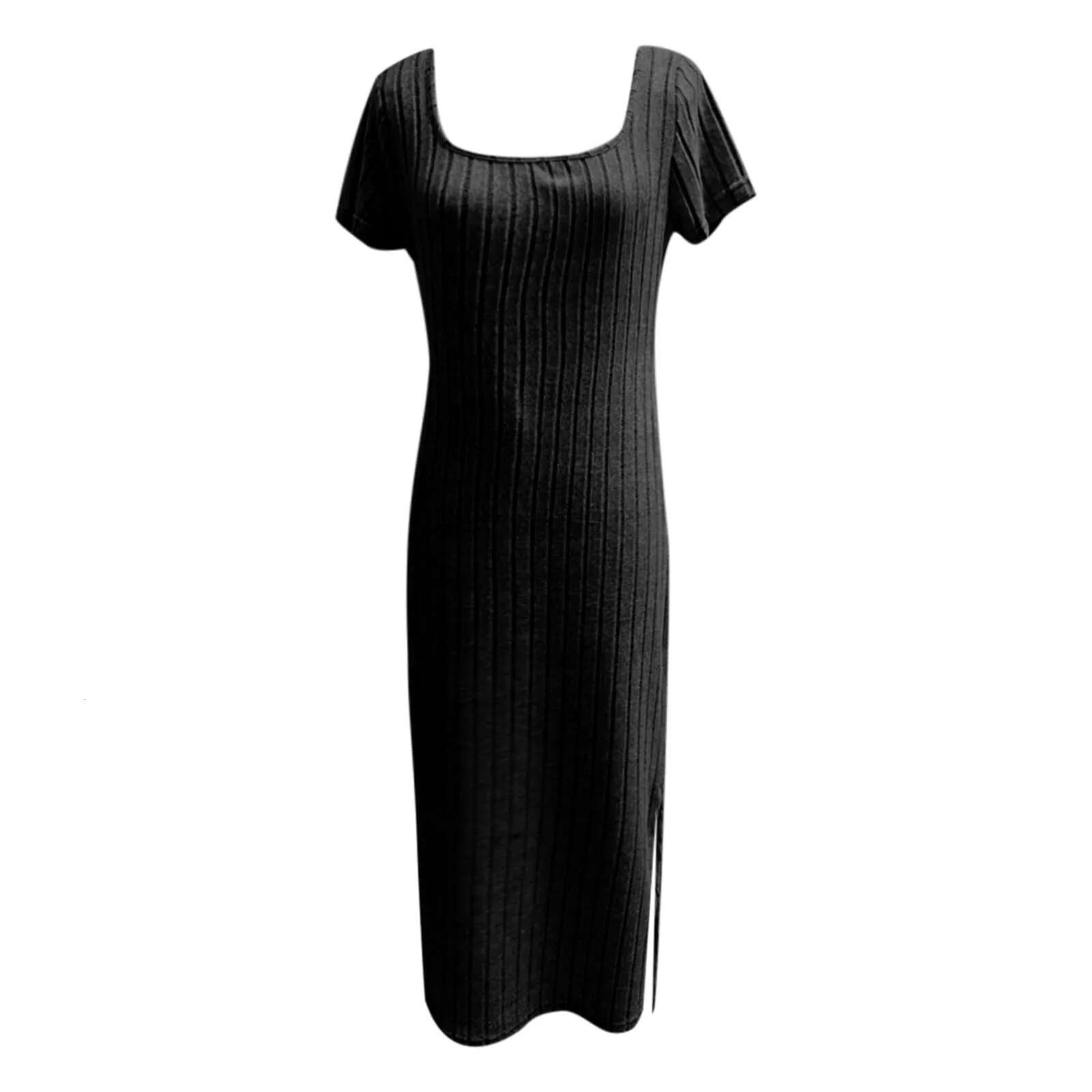 Dongdumaoyi Women S Summer Bodycon Sundresses Casual Short Sleeve Square Neck Midi Dress Knit Side Petite Maxi For