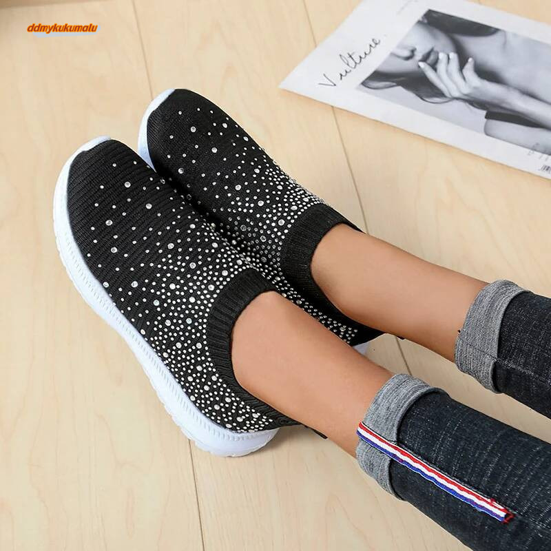Women's sports shoes with breathable mesh, comfortable flats, soft soles, casual, non-slip, plus size 43 zapatos de mujer ddmykukumalu