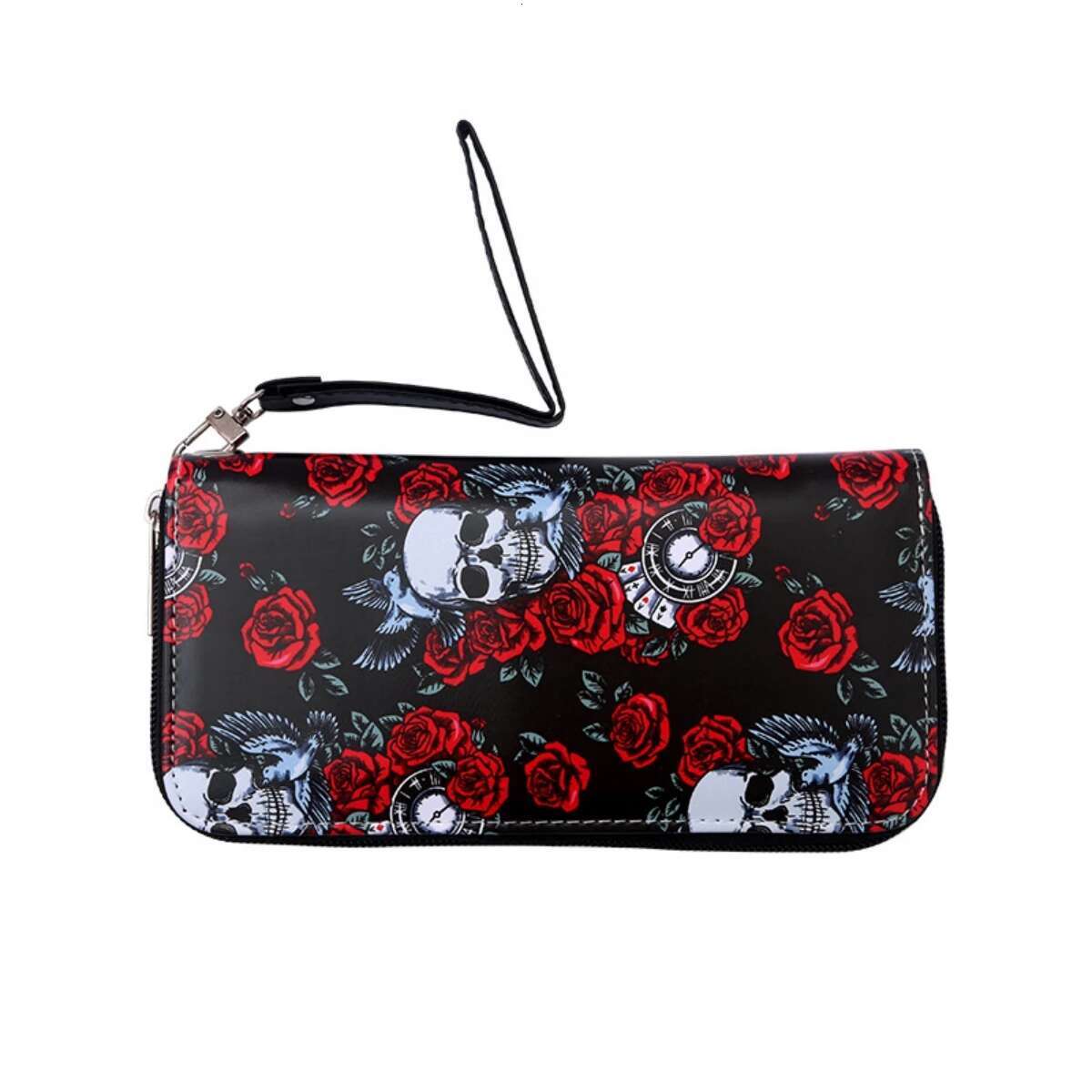 Colorful Long Wallet Vintage Skull Print Women's Clutch Bag