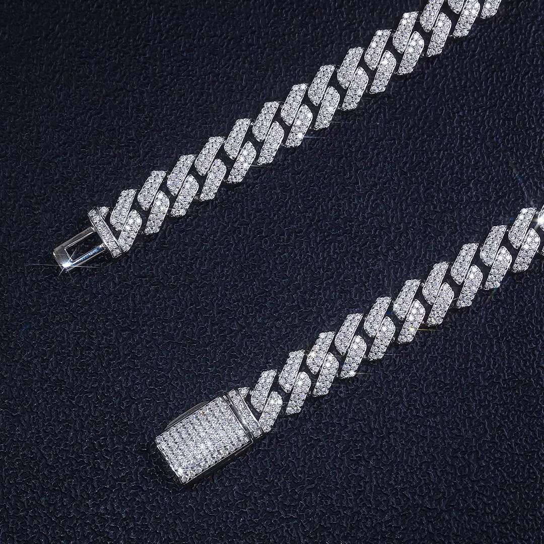 Fine Jewelry Necklaces 925 Silver Mossanite Diamond 10mm Cuban Link Chain Necklaces for Women Cuban Bracelet Diamond Cuban