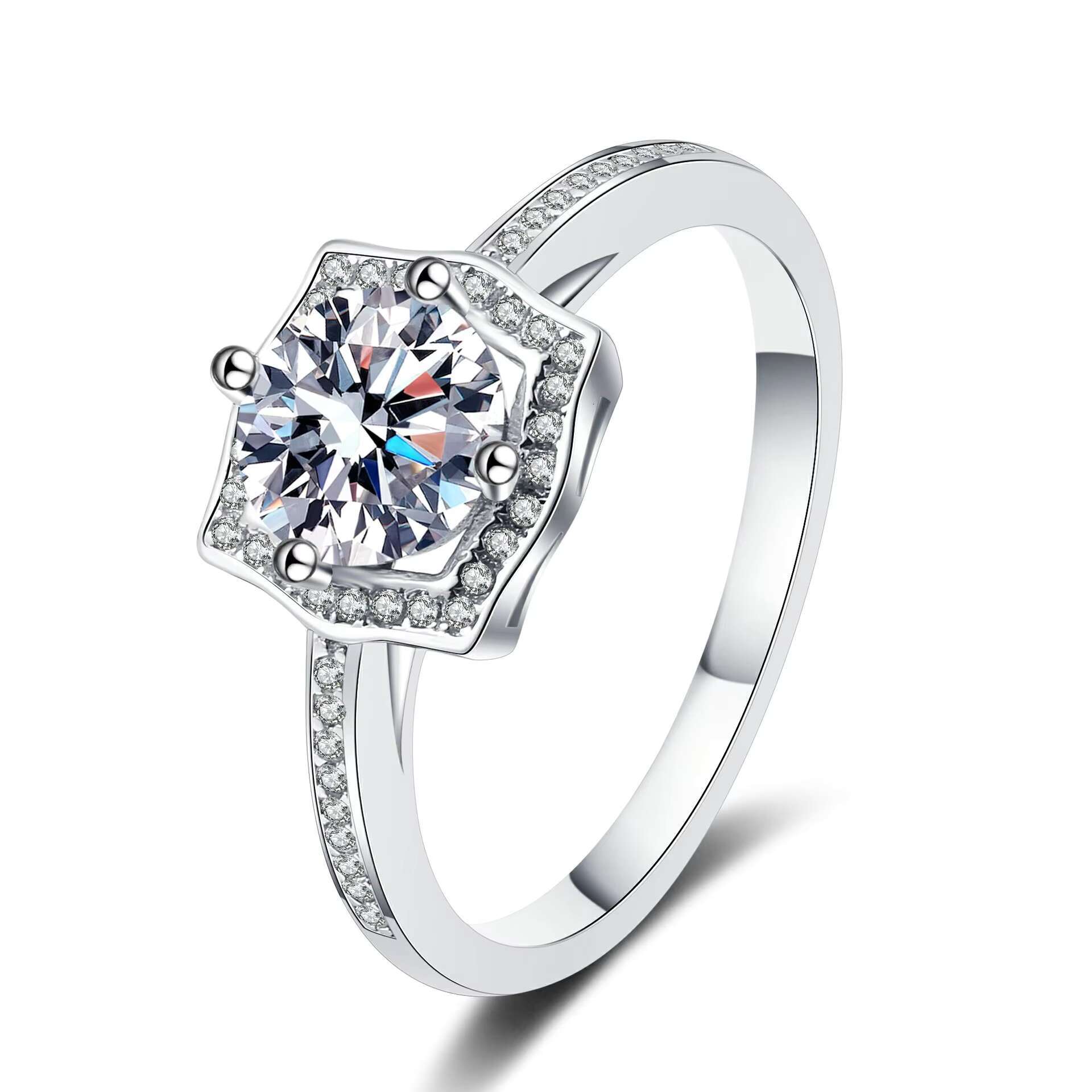 S925 Sterling Silver Square 1CT Moissanite Rings Exquisite Shiny Full Diamond Wedding Rings Gifts for Women