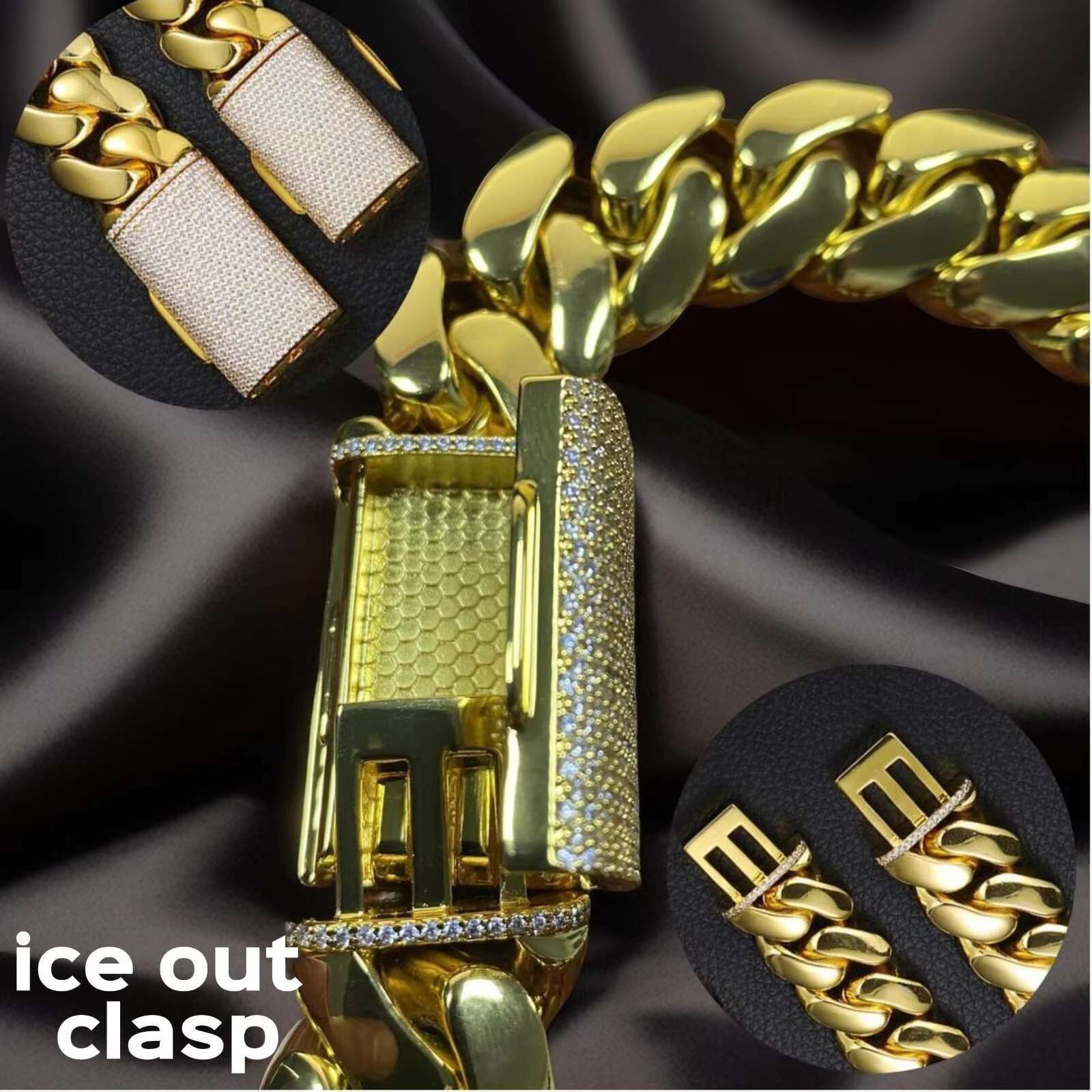 14K 18k Gold Plated Brass Cuban Link Chain 10mm-25mm Heavy Choker Solid Miami Cuban Chains Bracelet Necklace for Men
