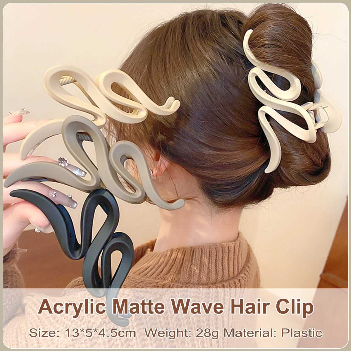 13cm acrylic female hair clip matte wavy hair clip claw clip hair accessory girls headwear 4 solid colors 3 transparentT250425