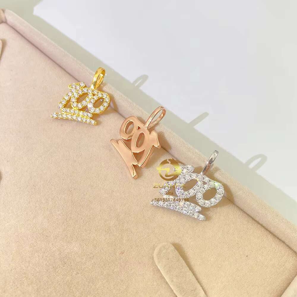 Pass Diamond Tester 100% Moissanite Jewelry Roses Gold Plated Sterling Silver Charms Round Diamond Pendant Necklace