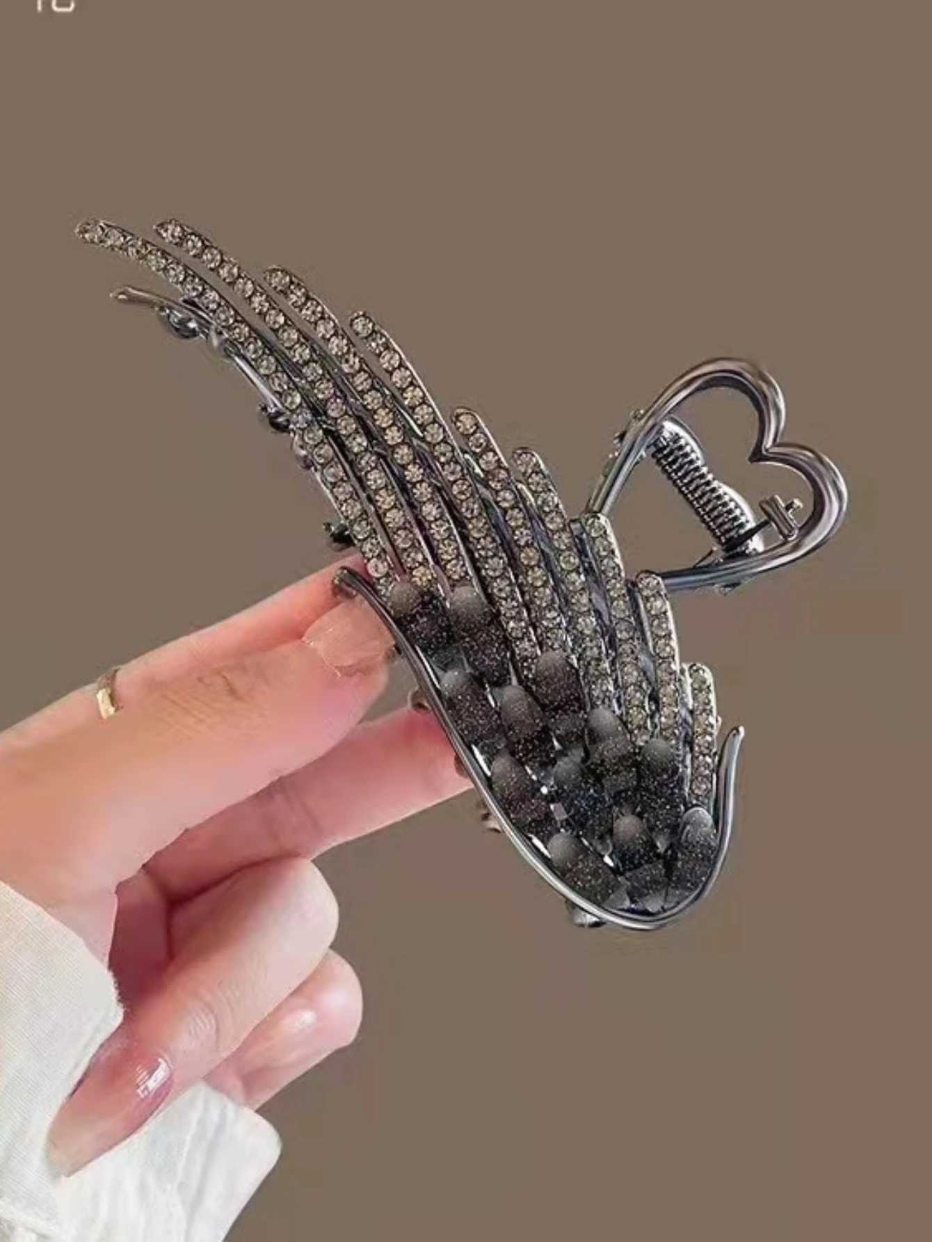 1/2 piece Rhinestone metal winged female hair clipT250425