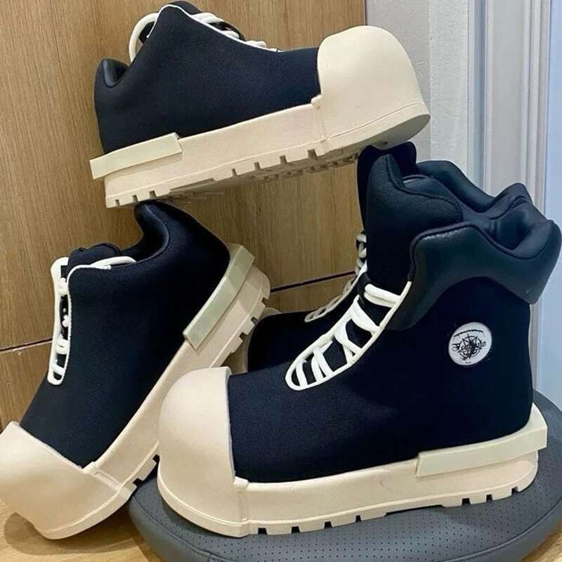 New Thick Bottom Platform Ankle Boots Fashion All Match Large Size Uinsex Casual Increasing Runway Sneakers High Top Shoes