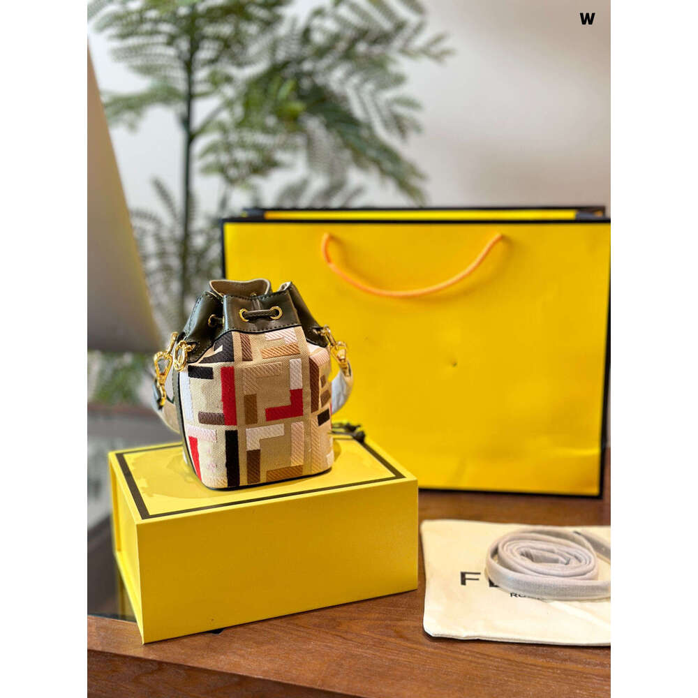 F Bag Cross Border Product From Europe And America Hand-Held Mini Color Full Printed Drawstring Bucket Handbag Crossbody Single Shoulder Womens Bag 636