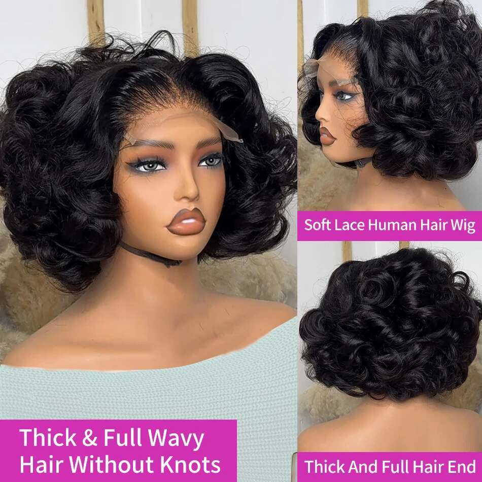Luvin Brazilian Body Short Bob 13X4 13X6 HD Transparent Lace Front Human Hair Wigs 250% Water Wave 5X5 Closure Wig