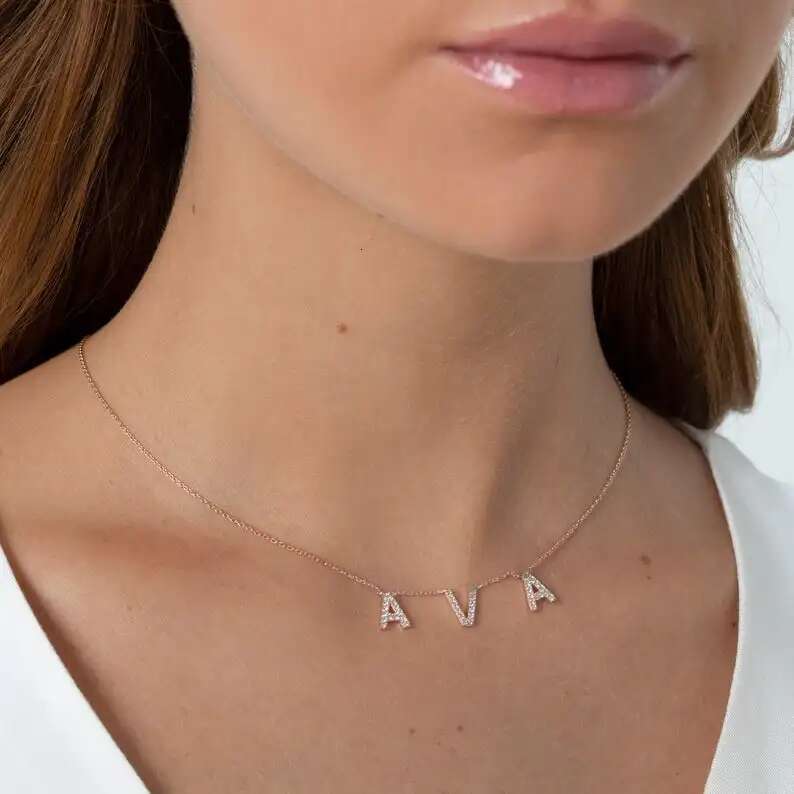 DOREMI 9mm Crystal Custom Name Pendant Personalise Zircon Letter Necklace For Women Jewelry Gift Dropshipping