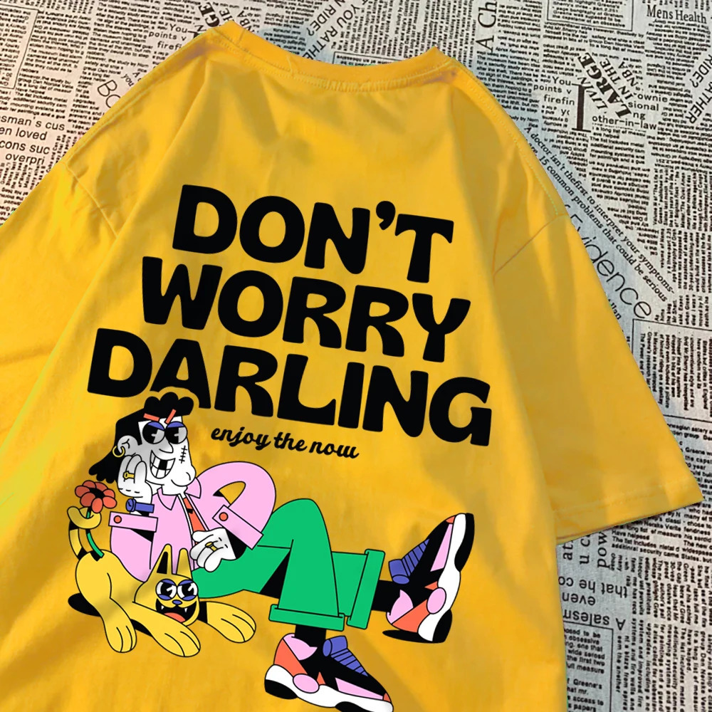 Dont worry dear. Enjoy the current mens T-shirts oversized Crewneck T-shirts breathable clothing summer cotton T-shirts loose tops 250423