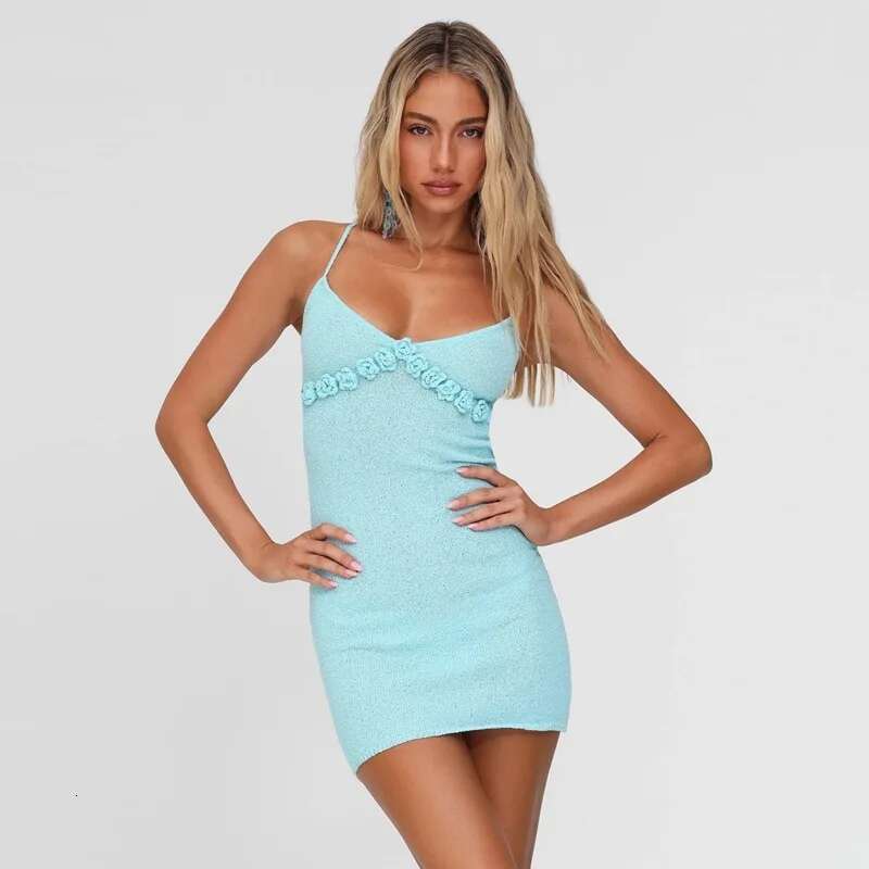 Dongdumaoyi Townlike Knitted Slim Bodycon Dress Women Spaghetti Strap Mini Spring Summer Backless Nightclub Sexy Party Dresses