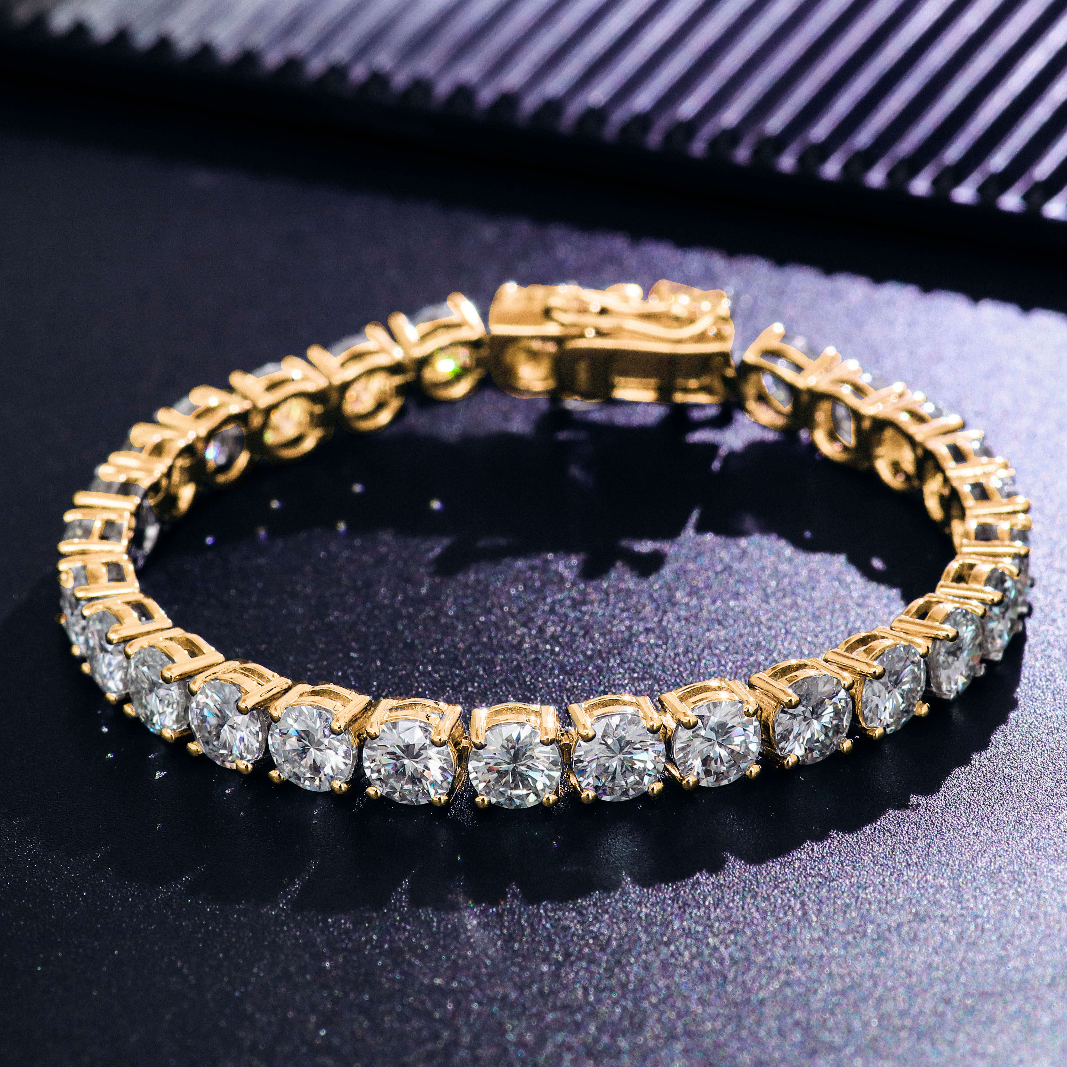 Hot Sale 10K 14K 18K Gold Tennis Chain 5mm 6-9 Inches Iced Out Tennis Bracelet Moissanite Diamond Hiphop Tennis Chain