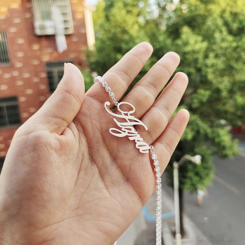 DODOAI Custom Name Necklaces with Tennis Chain Name Year Necklaces Numbers Personaliz Crystal Pendant Christmas Halloween Gifts 250425