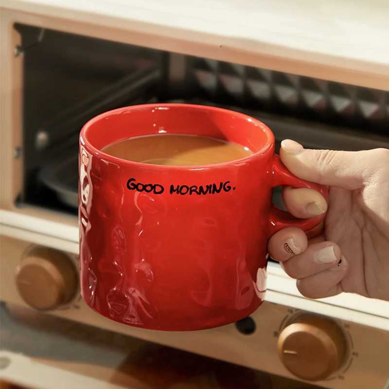 550 ML Ceramic Mug Simple Letter Large Capacity Drinking Water Cup Girl Home Office Coffee Cups Breakfast Mugs Kitchen Drinkware Y251125