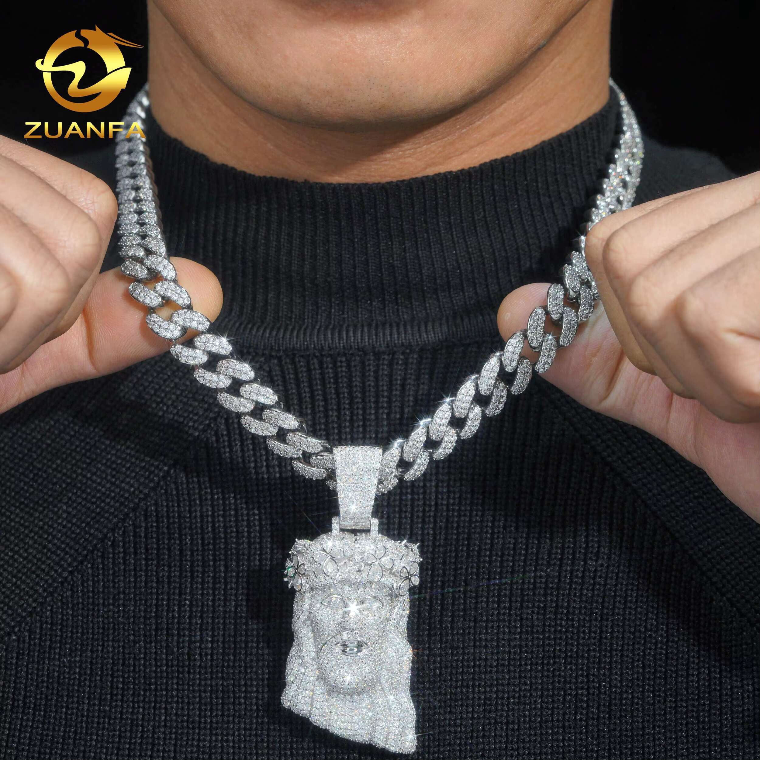 Exquisite Jewelry 3D Design Moissanite Jesus Pendant Large 925 Sterling Silver Iced Out Diamond Pendant Hip Hop Rock Gifts Women