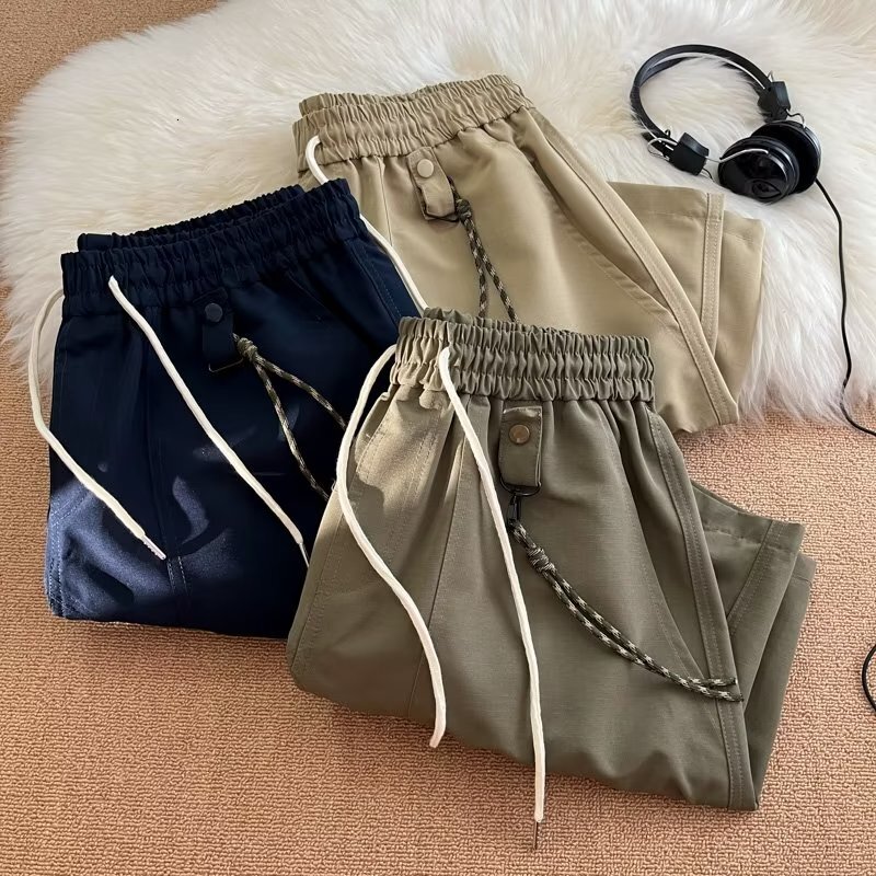 American style quick drying shorts men's trendy brand ins loose casual five quarter summer new solid color beach pants