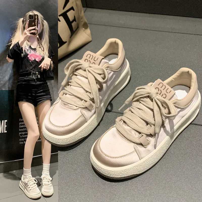 Nichesilk Early Spring 2024 New Womens Shoes Soft Bottom Casual Sports Shoes Thick Face White Shoes Soft BottomC250425