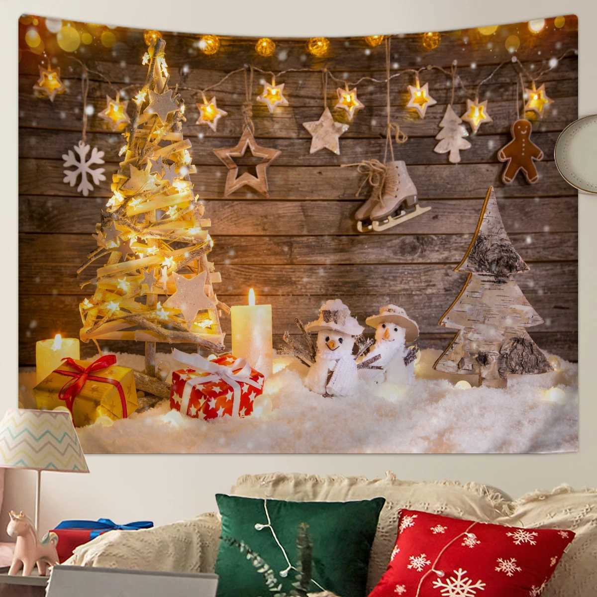 1pc Christmas Decorative Tapestry Christmas Snow Scene Photography Background Cloth Christmas Tree Decorative TapestryM251125