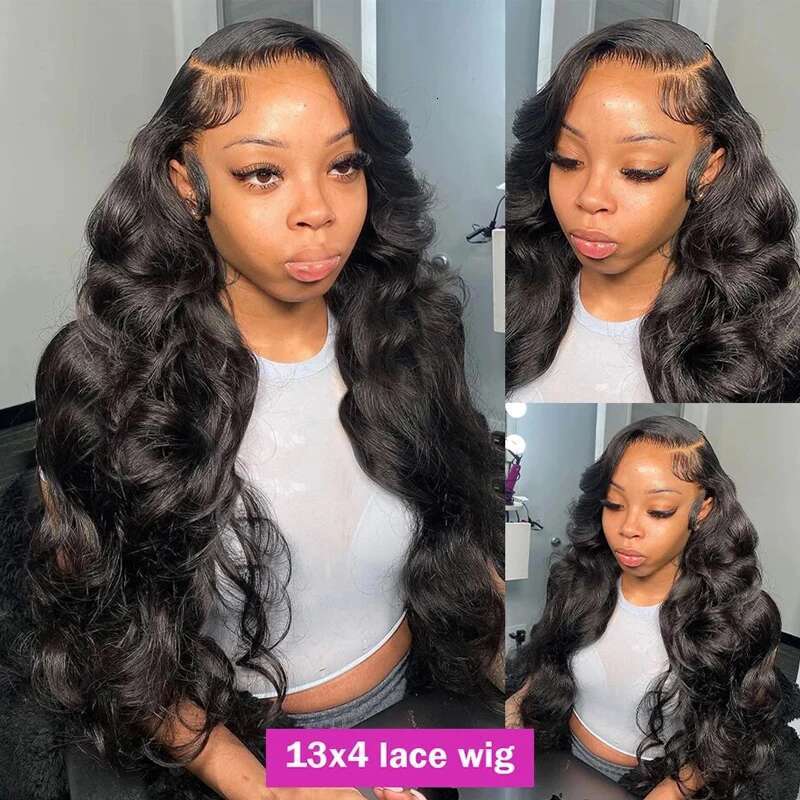 Body Wave 13X6 13X4 Lace Front Pre Plucked 200 Density With Baby Natural Black 100% Human Hair Wig For Women