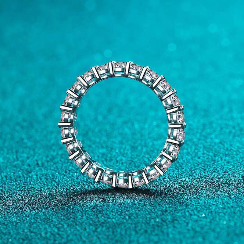Hot Mosan Ring 925 Sterling Silver Line Diamond Full Circle of Moissanite Ring Solitaire Ring Women Wedding Jewelry Gift