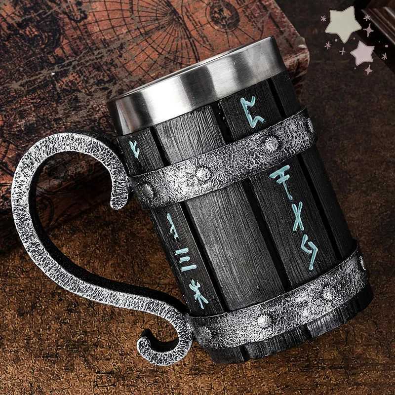 Retro Viking Mug Stainless Steel Beer Mug Home Shatterproof Bar Decor Coffee Water Cup Vintage Mug Drinkware Kitchen Supply Gift Y251125