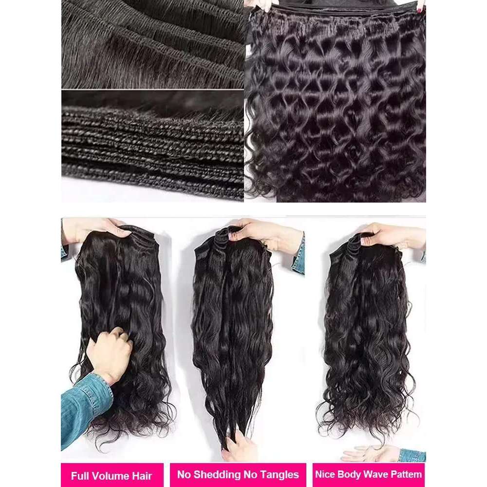 Tewjig 30 40 Inch Body 100% Brazilian Human Bundles Extensions Unprocessed Water Wave Raw Wow Angel Hair 1 3 4 Bundle